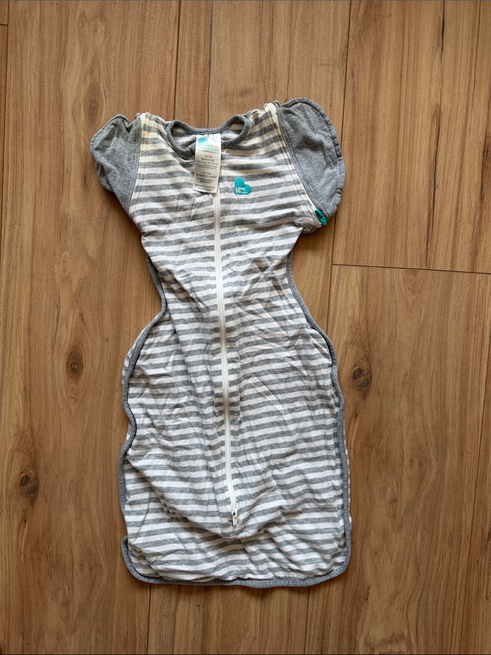 Love to Dream Grey & White Striped Sleep Sack with Zip